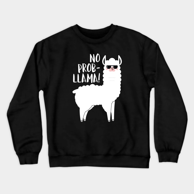 No Probllama Crewneck Sweatshirt by LuckyFoxDesigns